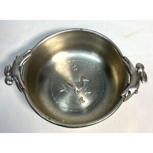 Reed & Barton Pewter Baby Bowl With Bunny Handles & Duck Motif
